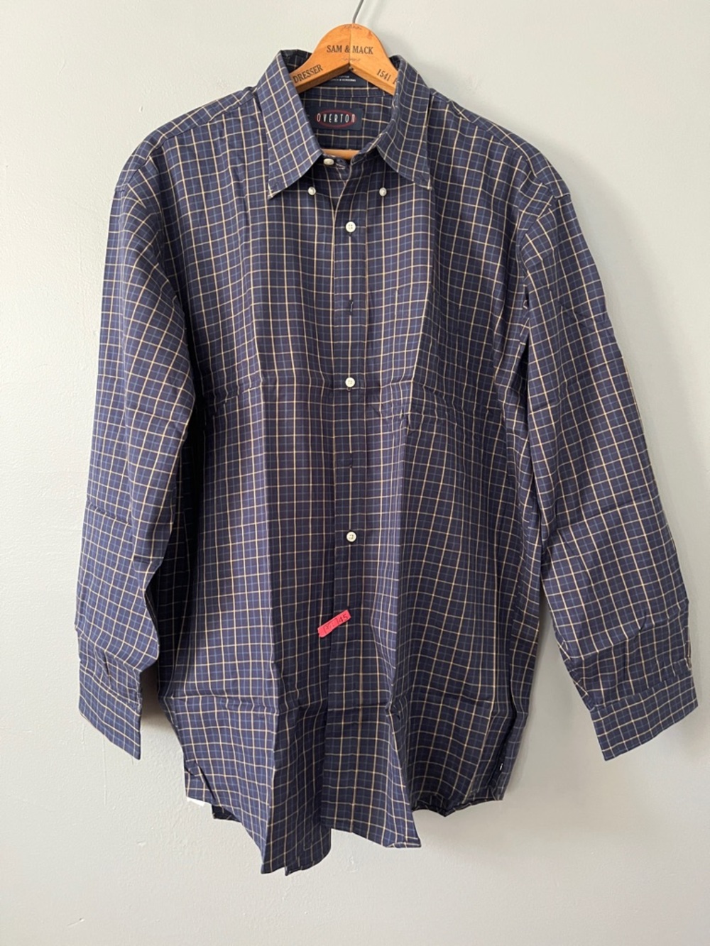 Overton Navy Windowpane Button-Down Shirt